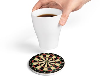 Ceramiczna podstawka pod kubek z motywem rzutki Bullseye Joke | Zabawna podstawka pod kubek