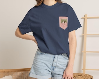 Cat Illustration T-Shirt | Cozy Kitty Pocket Graphic Tee