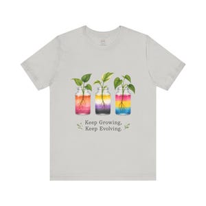Keep Growing Keep Evolving Pride Jar plants LGBTQ T-Shirt | Plant Illustration Tee