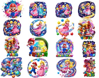 Mario Adventure PNG Bundle, Mario Clipart Collection, Birthday Party Graphics, Cake toppers, Instant Download