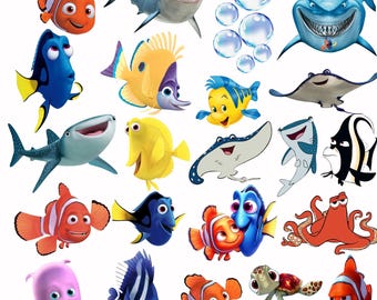 Finding Nemo & Dory PNG Bundle, Cute Clownfish and Blue Tang Fish Clipart, Ocean Cartoon Fish PNG, Kids Shirt Design, Sublimation