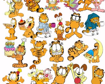 Garfield PNG Bundle, Garfield Clipart PNG, Cartoon Cat Sublimation Designs, Funny Orange Cat PNGs, Digital Download Bundle