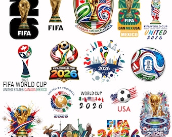 World Cup 2026 PNG Bundle, Soccer Trophy Badge Clipart, Football Logo PNG SVG, International Flags Design, Sublimation Files, Soccer Fan Art
