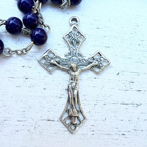 Sterling Silver 925 or Silver Plate Crucifix Pendant 29mm x 47mm oxidized Vintage reproduction Catholic pendant Rosary cross CR501
