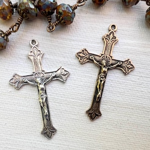 1pc Rosary Crucifix Sterling Silver or Pure Bronze 25mm x 42mm Vintage reproduction Catholic pendant Rosary cross beautiful detail CR537