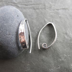 1 pair Sterling Silver earring wires  1/8" width hammered edge artisan style french earwire hooks 3/4" drop E100