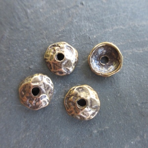 10pc Pure Bronze Bead Caps rustic hammered texture 8mm Artisan style boho chic Made in the USA BC100-B
