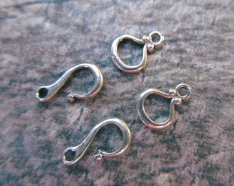 2 SETS 2pc Mini Sterling Silver Hook & Eye Clasp Bright silver with oxidation small silver clasp 20mm length HC-103