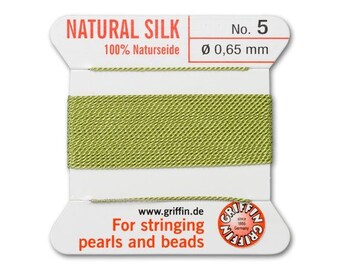 Griffin 100% Natural Silk Bead Cord Jade Green no.5
