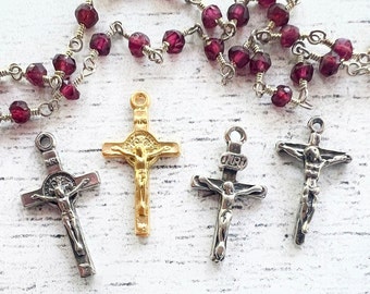 1pc Small Sterling Silver or Gold plate Crucifix Pendant Vintage reproduction Catholic pendant Rosary cross CR518/CR519/CR527