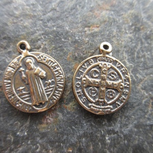 Cross My Heart 48mm Saint St Benedict ROUND Exorcism Silver Oxidised Medal Charm Pendant Only