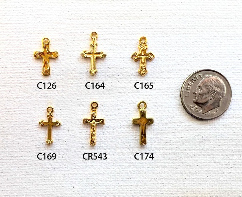 1pc Mini Cross Charm 18kgold Plated Sterling Silver Mini Bracelet Charm