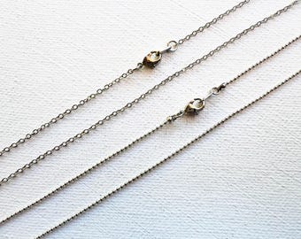 1pc 18" Rhodium or Ball Chain Necklace with lobster clasp