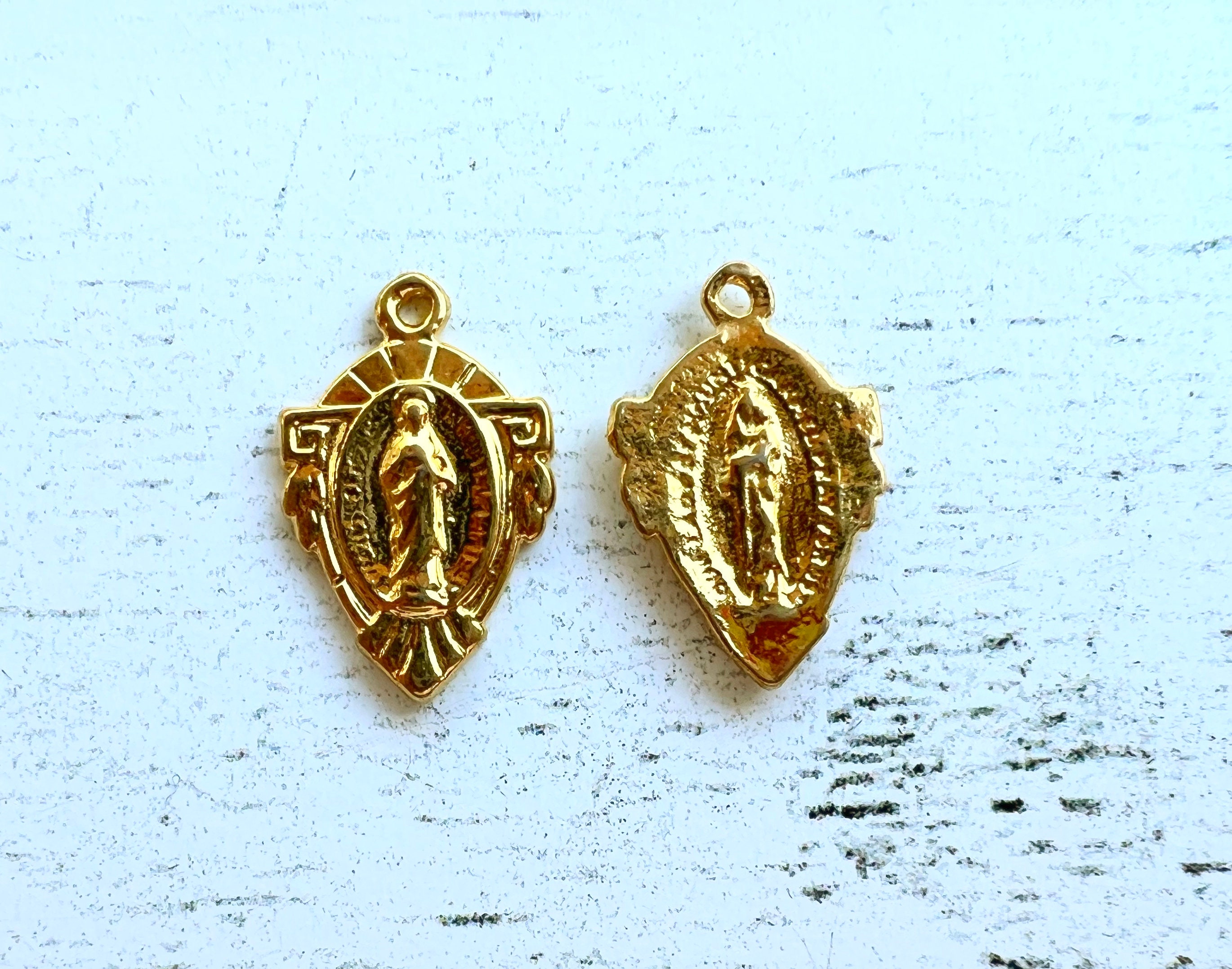 1pc Sacred Heart of Jesus/our Lady of Mount Carmel Medal Gold Plated ...