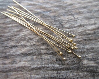 10pc 2" Gold Fill head pins with ball 24 gauge, gold finding gold ball pin BP-24-2-GF