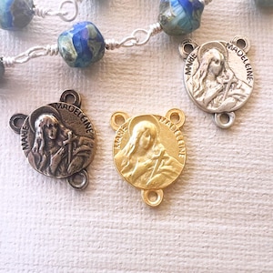 Marie Madeleine Rosary Centerpiece Sterling Silver, Bronze or 18k Gold Vermeil Vintage reproduction French Catholic Rosary part RC115