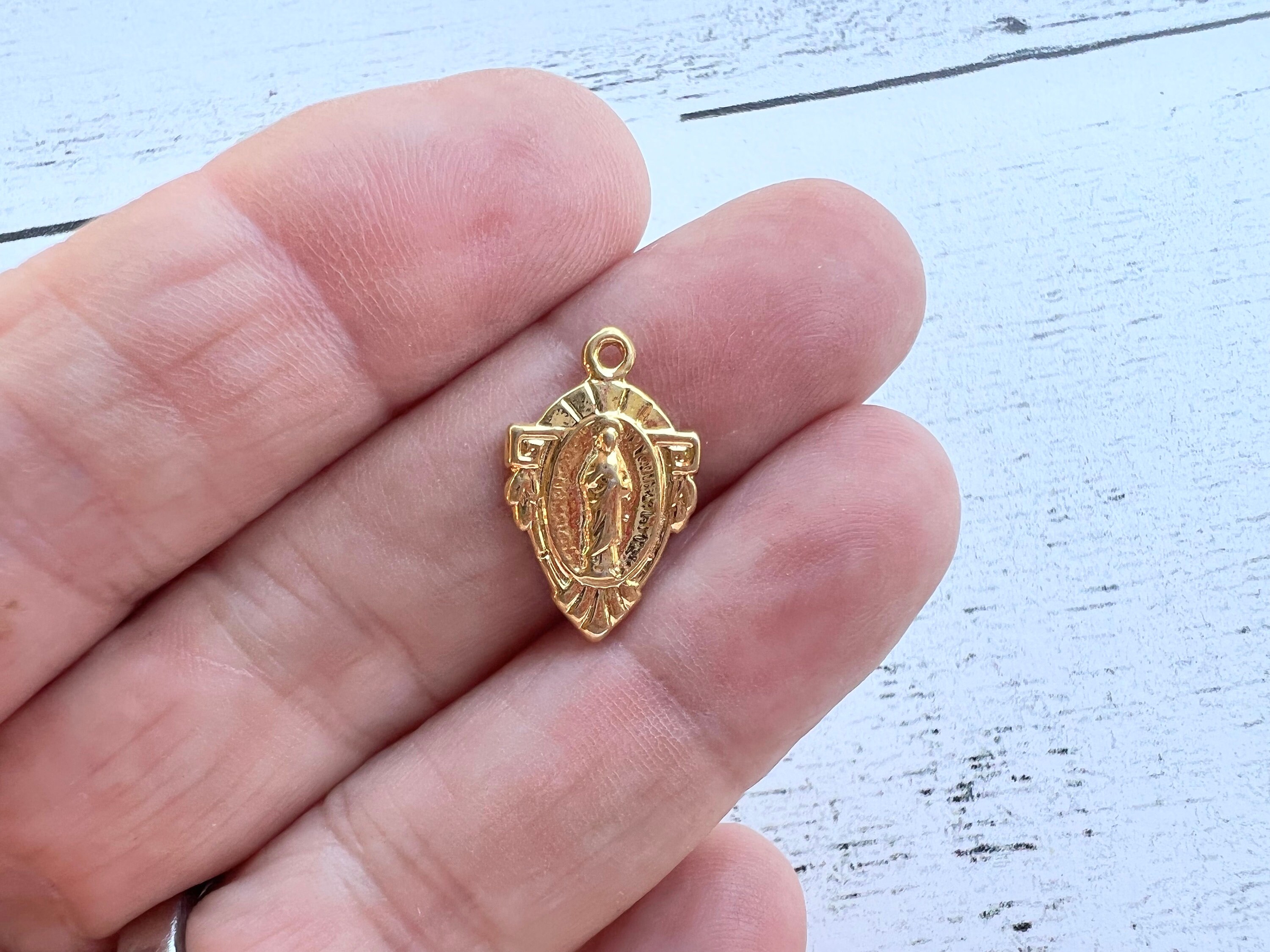 1pc Sacred Heart of Jesus/our Lady of Mount Carmel Medal Gold Plated ...