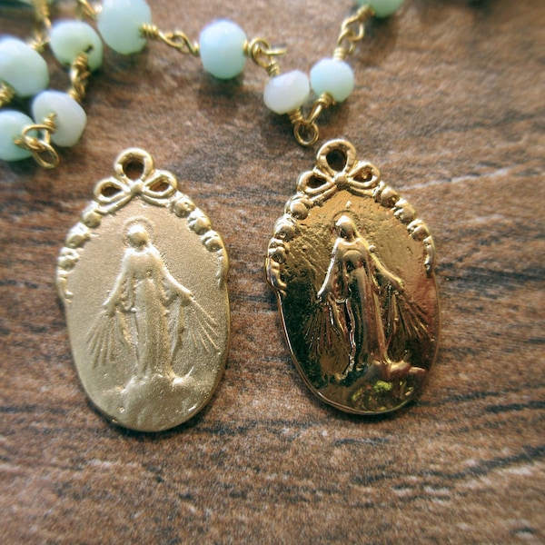 1pc Miraculous Medal GOLD VERMEIL Pendant 11mm x 20mm charm vintage replica gold Catholic pendant Our Lady of Graces medal MED01-V