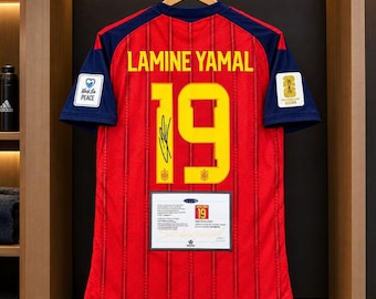Lamine Yamal SIGNED Spain Soccer Jersey 2026, Autographed World Cup Home Shirt with COA, Football Fans Gift For Him/Her