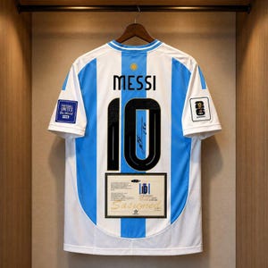 Lionel Messi SIGNED Argentina 2024/25 Home Jersey, Authentic Autographed Soccer Shirt with COA, Argentina Football Gift For Him/Her