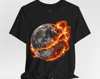 T-shirt with a moon and fire ring print