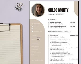 Elegant Canva CV Template, Clean and Professional CV Template, Modern Beige CV for Assistant Manager/Project Manager