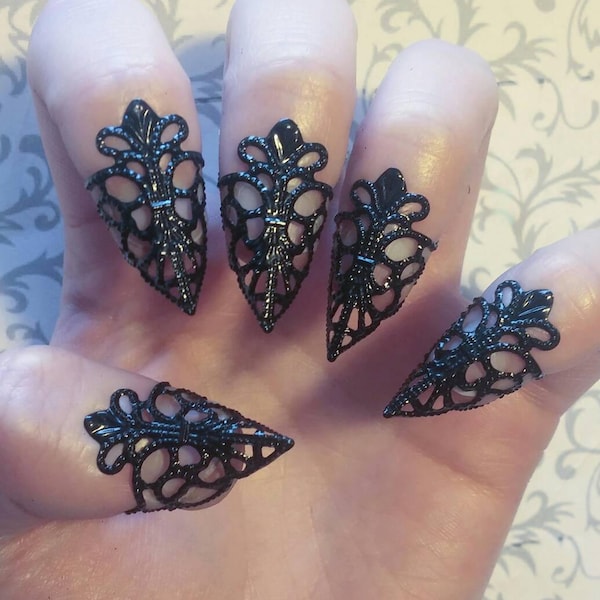 Black Dragon Claws // Nail Armor // Set of 5