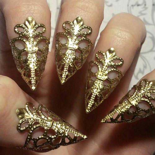 Bronze Dragon Claws // Nail Armor // Set of 5 Etsy