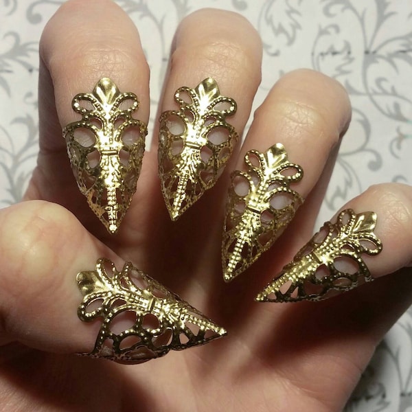 Gold Dragon Claws // Nail Armor // Set of 5