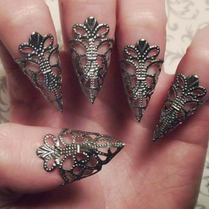 Gunmetal Dragon Claws // Nail Armor // Set of 5