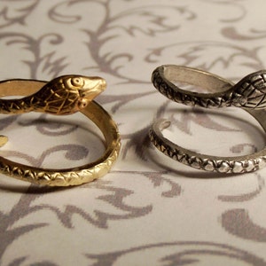 Snake Ring // Silver or Gold // Adjustable image 1