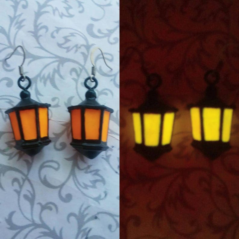 Halloween Glow-in-the-Dark Lantern Earrings image 1