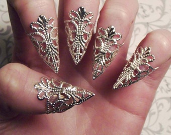 Silver Dragon Claws // Nail Armor // Set of 5