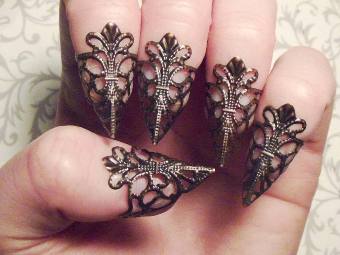 Dark Copper Dragon Claws // Nail Armor // Set of 5 Etsy