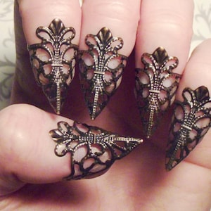 Dark Copper Dragon Claws // Nail Armor // Set of 5