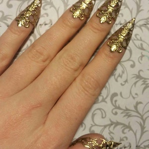 Gold Dragon Claws // Nail Armor // Set of 5 image 2