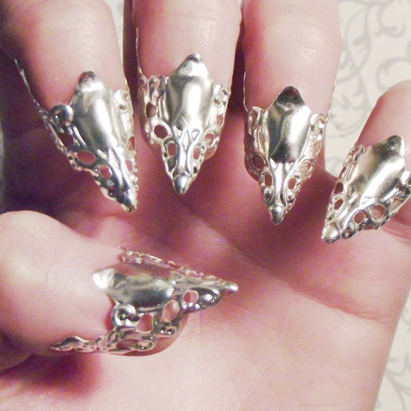 Silver Banshee Nail Armor // Set of 5