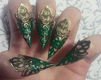 Color Tipped Bronze Leaf Claws // Set of 5 // Custom Color