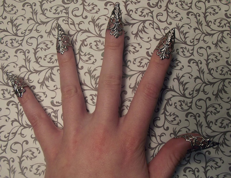 Silver Dragon Claws // Nail Armor // Set of 5 image 2