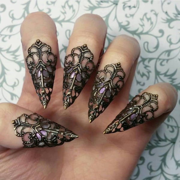 Bronze or Copper Witch Claws // Set of 5 // Nail Armor
