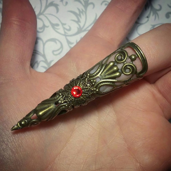 Druid Accent Claw with Custom Color Crystal // Antiqued Bronze