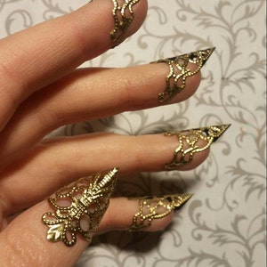 Gold Dragon Claws // Nail Armor // Set of 5 image 3