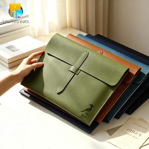 Personalized A4 Leather File Folder Custom Engraved Document Organizer Business Portfolio Large Capacity Office Document Bag Corporate Gift