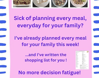 7-Day Done-for-You Family Meal Plan | Quick, Nutritious Recipes for the busy parent | Grocery List Included