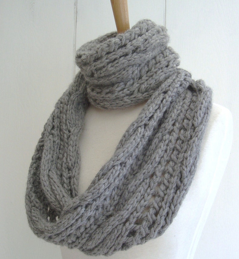 KNITTING PATTERN for Chunky Cable Lace Infinity Scarf Instant - Etsy