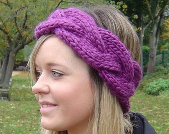 Headband KNITTING PATTERN Quick and Easy Beginner Knit Plaited Cable Headband chunky super bulky earwarmer pattern