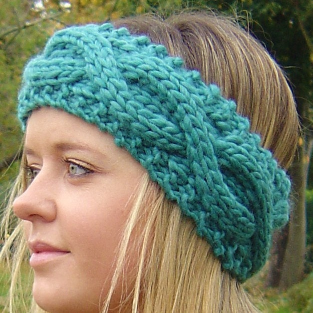 KNITTING PATTERN Chunky Headband Ear Warmer With Cable Rope PDF Digital ...