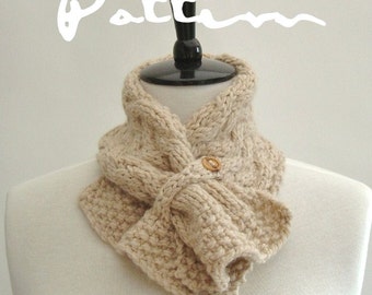 KNITTING PATTERN Neckwarmer Scarf with Basket Weave Cable PDF Digital File