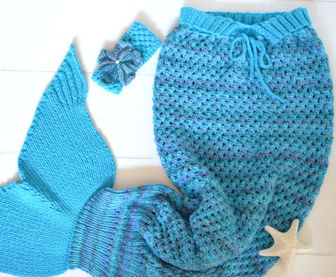 KNITTING PATTERN Mermaid Tail Blanket for Adults 4 Sizes Etsy