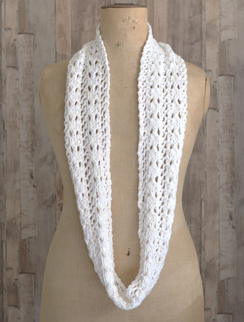 KNITTING PATTERN Lace Scarf Simple Knit Pattern Infinity Scarf Instant Digital Download Beginner knitting tutorial image 5